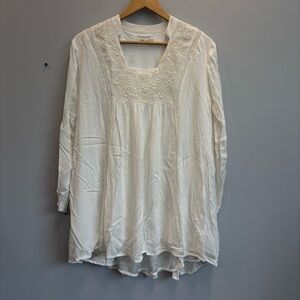 Tasha Polizzi small tunic top White Embroidered Blouse square neck